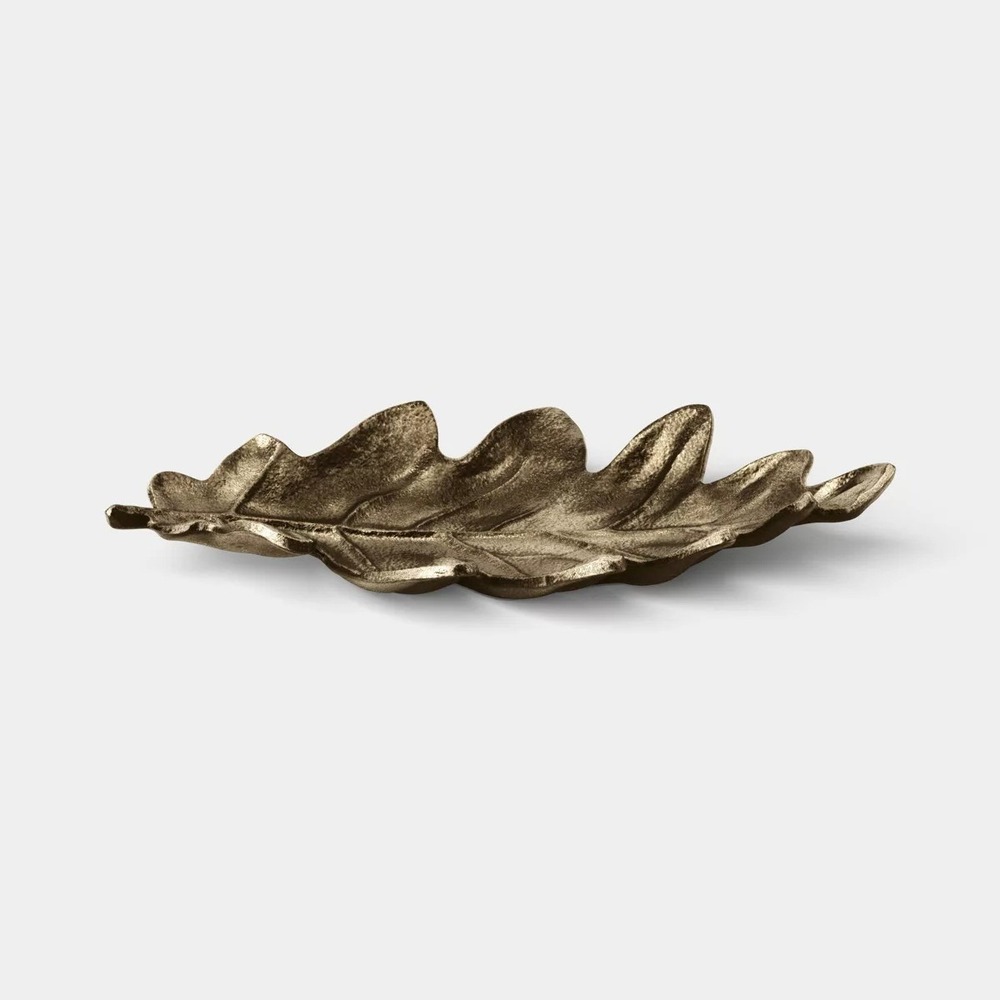 12"x7" Metal Leaf Tray Gold - Threshold, Target Fall Decor